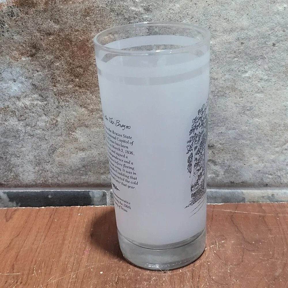 Texas 150th Anniversary Commemorative Frosted Glass Washington On The Brazos 198